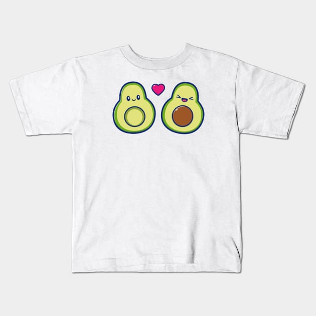 Cute Couple Avocado Cartoon Kids T-Shirt by Catalyst Labs